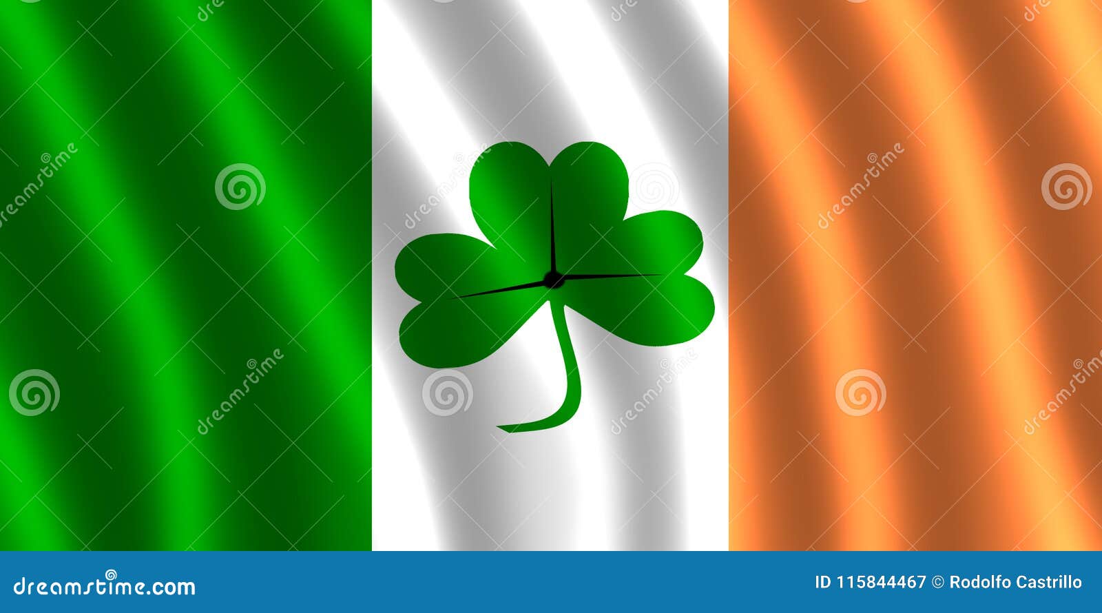 irish flag with trebol fluttering